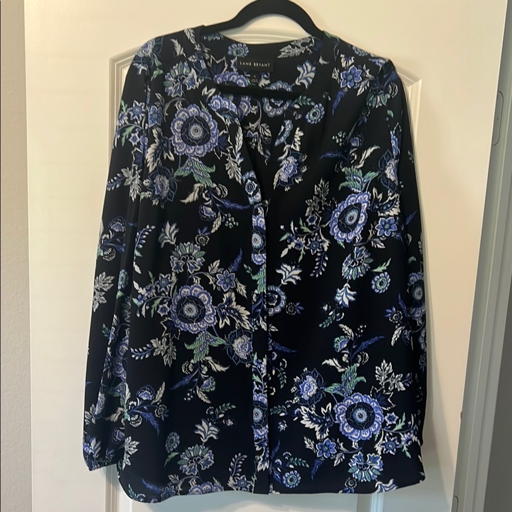 Floral Navy Blue Lane Bryant Women's Top